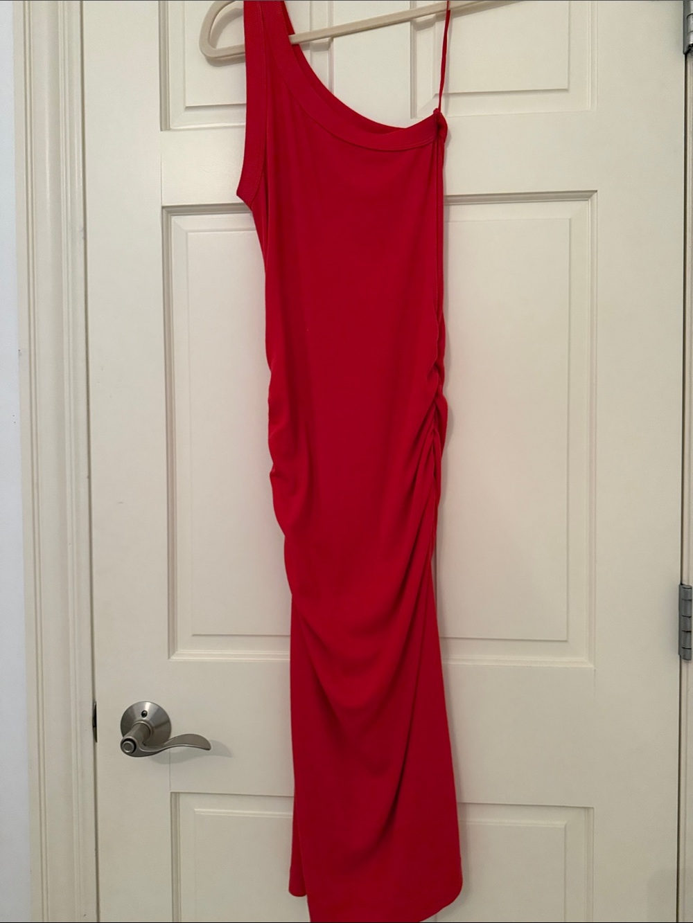 Michael Stars One-Shoulder Red Ruched Evening Dress